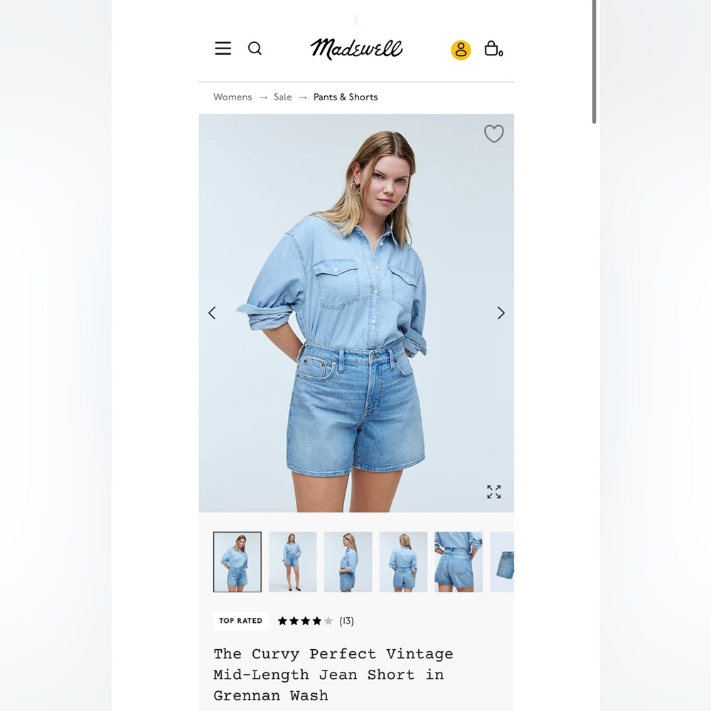 Madewell Light Blue Jean Shorts - Curvy fit